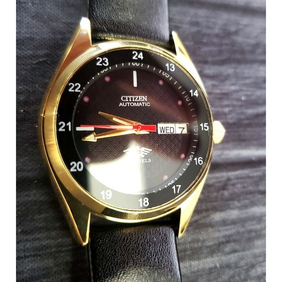 Rare Vintage Citizen Automatic Black Pattern 12-24hr Dial Watch 8200-4 Serviced - Picture 5 of 11